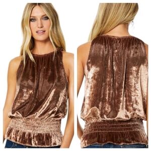 Ramy Brooke Copper Velvet Metallic Glitter Lonny Blouse Medium